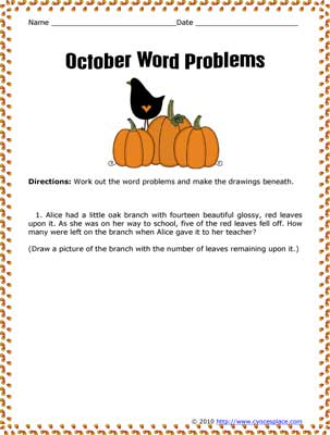 October Math Word Problems