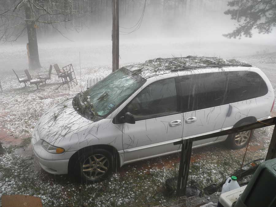 Car after hail storm