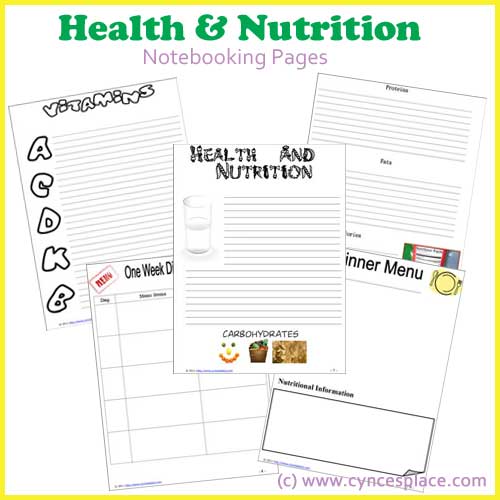 Health and Nutrition Notebooking Pages