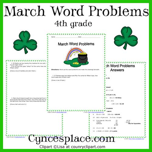 March Math Word Problems For 4th Grade