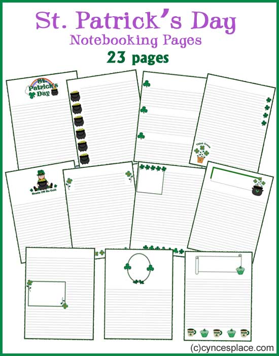 St. Patrick's Day Notebooking Pages