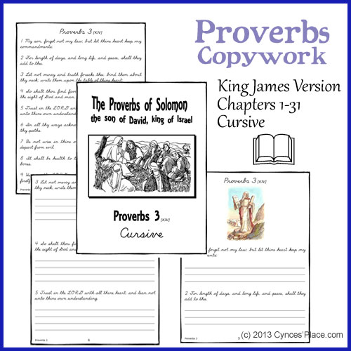 Proverbs Copywork - Cursive - kjv