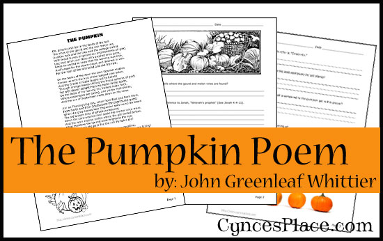 The Pumpkin Poem by John Greenleaf Whittier